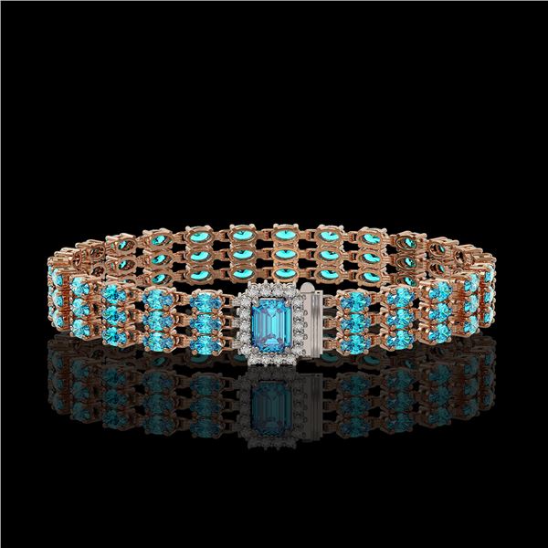 26.02 ctw Swiss Topaz & Diamond Bracelet 14K Rose Gold - REF-318K2Y