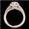 Image 2 : 2 ctw Certified Diamond Solitaire Halo Ring 10k Rose Gold - REF-259A3N