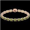 Image 2 : 17.25 ctw Green Tourmaline & VS/SI Diamond Micro Bracelet 14k Rose Gold - REF-209A3N