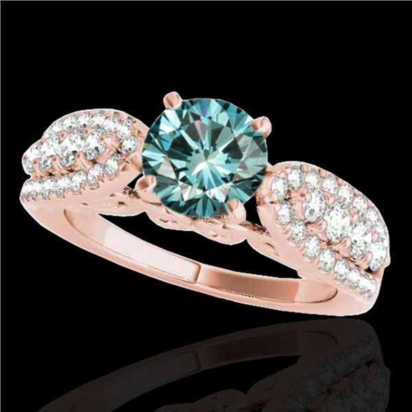 2 ctw SI Certified Fancy Blue Diamond Solitaire Ring 10k Rose Gold - REF-190N9F