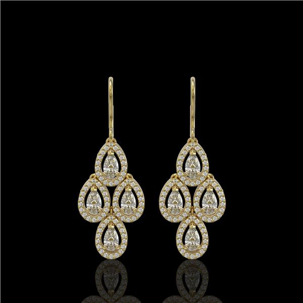 3.07 ctw Pear Cut Diamond Micro Pave Earrings 18K Yellow Gold - REF-269N2F