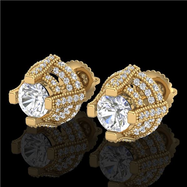 2.75 ctw VS/SI Diamond Micro Pave Stud Earrings 18k Yellow Gold - REF-320F2M