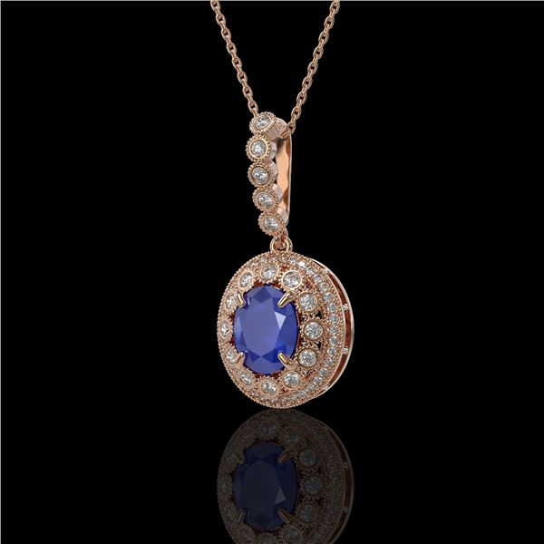 4.67 ctw Sapphire & Diamond Victorian Necklace 14K Rose Gold - REF-123G6W