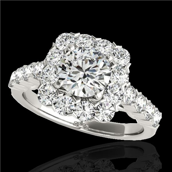 2.5 ctw Certified Diamond Solitaire Halo Ring 10k White Gold - REF-231M8G