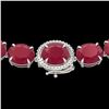 Image 1 : 170 ctw Ruby & Diamond Micro Eternity Necklace 14k White Gold - REF-993G8W