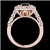 Image 2 : 2.05 ctw Certified VS Black Diamond Solitaire Halo Ring 10k Rose Gold - REF-85H5R