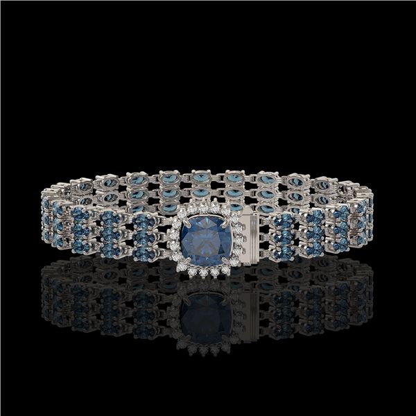 29.89 ctw London Topaz & Diamond Bracelet 14K White Gold - REF-281F8M