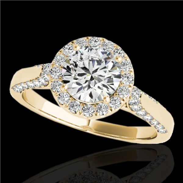 1.5 ctw Certified Diamond Solitaire Halo Ring 10k Yellow Gold - REF-204Y5X