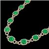 Image 1 : 56 ctw Emerald & Micro VS/SI Diamond Eternity Necklace 14k Yellow Gold - REF-960X2A