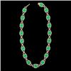 Image 2 : 56 ctw Emerald & Micro VS/SI Diamond Eternity Necklace 14k Yellow Gold - REF-960X2A