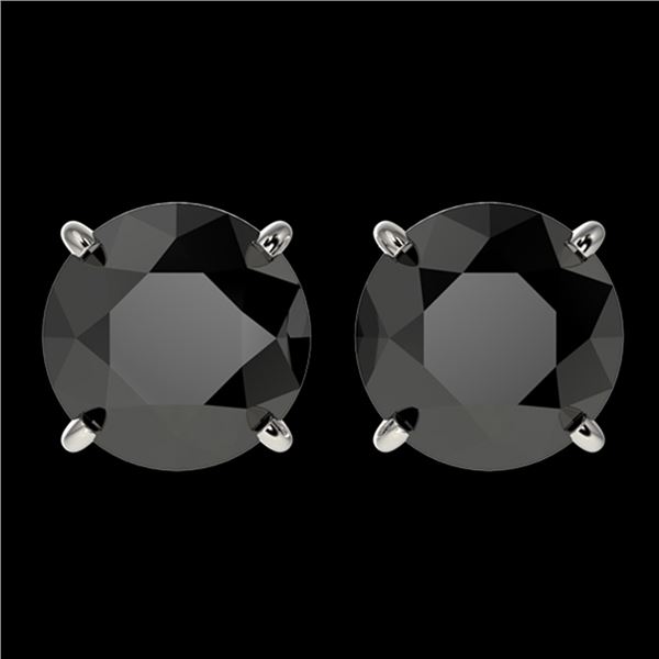 3.50 ctw Fancy Black Diamond Solitaire Stud Earrings 10k White Gold - REF-60M3G