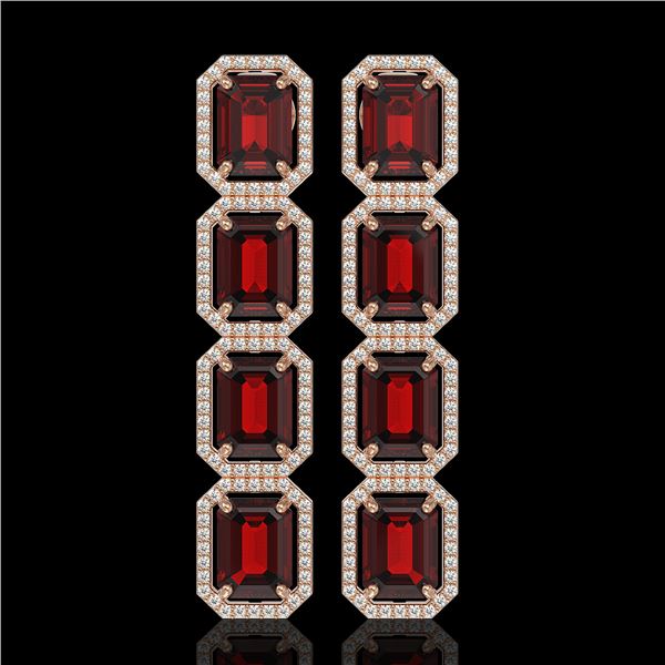 17.8 ctw Garnet & Diamond Micro Pave Halo Earrings 10k Rose Gold - REF-174Y2X