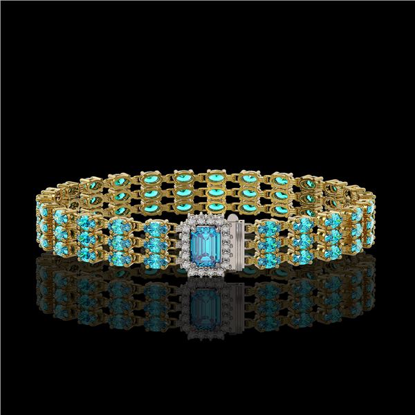 26.02 ctw Swiss Topaz & Diamond Bracelet 14K Yellow Gold - REF-318X2A