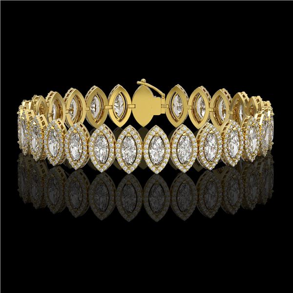 17.55 ctw Marquise Cut Diamond Micro Pave Bracelet 18K Yellow Gold - REF-2397R3K