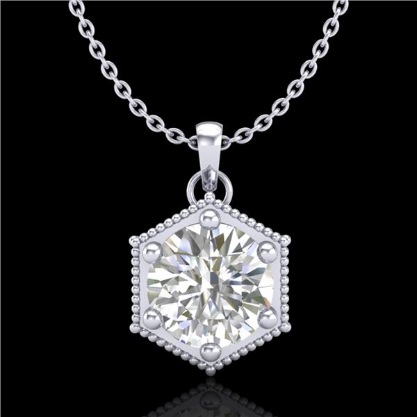 0.82 ctw VS/SI Diamond Solitaire Art Deco Stud Necklace 18k White Gold - REF-218R2K