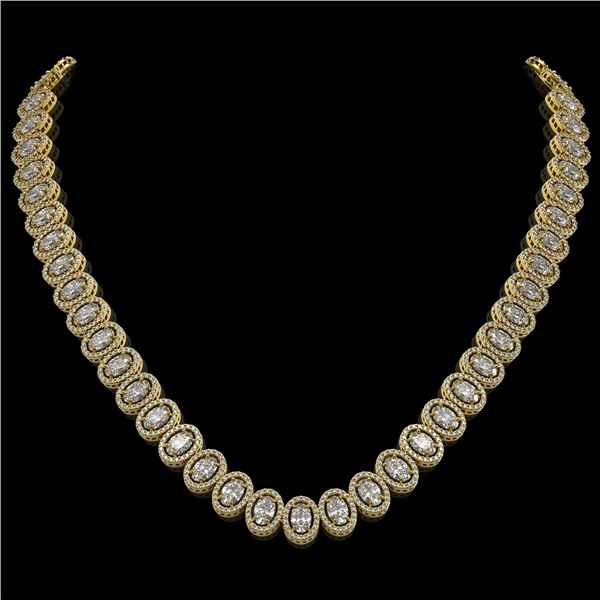 34.72 ctw Oval Cut Diamond Micro Pave Necklace 18K Yellow Gold - REF-4700M9G