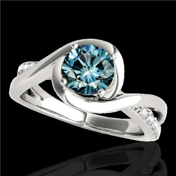 1.15 ctw SI Certified Fancy Blue Diamond Solitaire Ring 10k White Gold - REF-113F2M