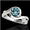 Image 1 : 1.15 ctw SI Certified Fancy Blue Diamond Solitaire Ring 10k White Gold - REF-113F2M