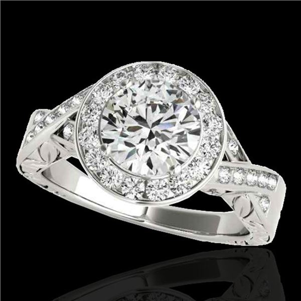 1.75 ctw Certified Diamond Solitaire Halo Ring 10k White Gold - REF-354H5R