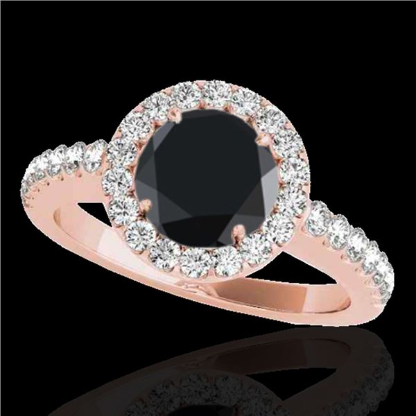1.65 ctw Certified VS Black Diamond Solitaire Halo Ring 10k Rose Gold - REF-60F3M