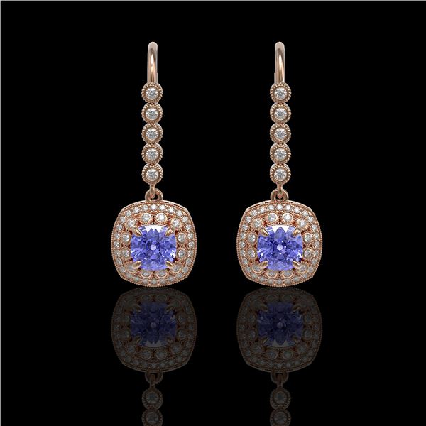 5.2 ctw Certified Tanzanite & Diamond Victorian Earrings 14K Rose Gold - REF-172N8F