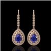 Image 1 : 10.15 ctw Sapphire & Diamond Victorian Earrings 14K Rose Gold - REF-272F2M
