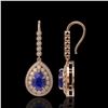 Image 2 : 10.15 ctw Sapphire & Diamond Victorian Earrings 14K Rose Gold - REF-272F2M