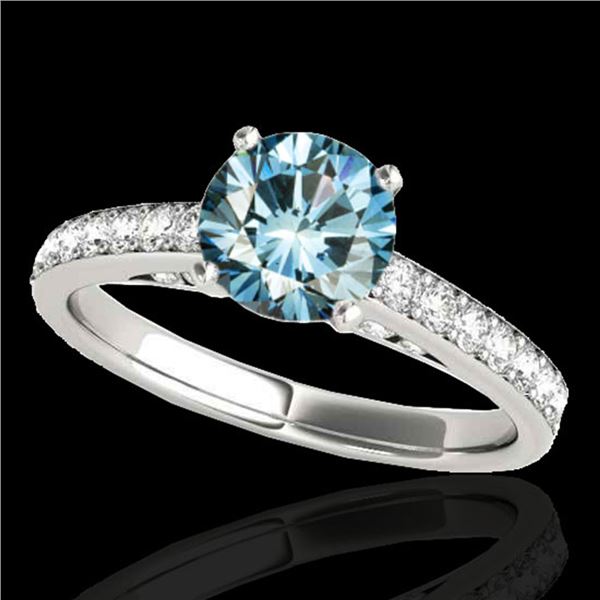 1.5 ctw SI Certified Fancy Blue Diamond Solitaire Ring 10k White Gold - REF-150K2Y