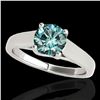 Image 1 : 1.5 ctw SI Certified Fancy Blue Diamond Solitaire Ring 10k White Gold - REF-218X2A