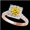 Image 1 : 2 ctw Certified SI/I Fancy Intense Yellow Diamond Halo Ring 10k Rose Gold - REF-218F2M