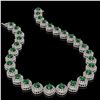 Image 2 : 82.17 ctw Emerald & Diamond Victorian Necklace 14K White Gold - REF-1800A2N
