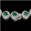 Image 3 : 82.17 ctw Emerald & Diamond Victorian Necklace 14K White Gold - REF-1800A2N