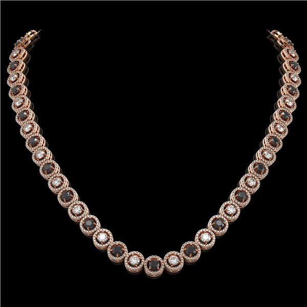 20.35 ctw Black & Diamond Micro Pave Necklace 18K Rose Gold - REF-1302M5G