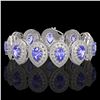 Image 1 : 50.04 ctw Tanzanite & Diamond Victorian Bracelet 14K White Gold - REF-2636N4F