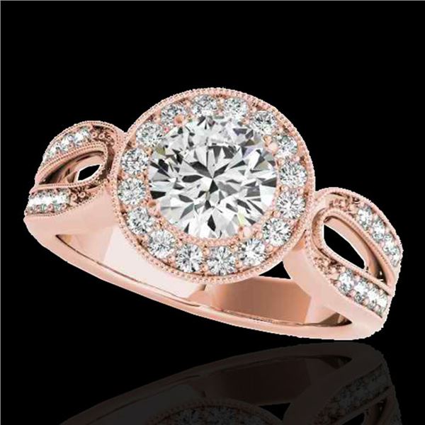 1.4 ctw Certified Diamond Solitaire Halo Ring 10k Rose Gold - REF-204A5N