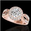 Image 1 : 1.4 ctw Certified Diamond Solitaire Halo Ring 10k Rose Gold - REF-204A5N