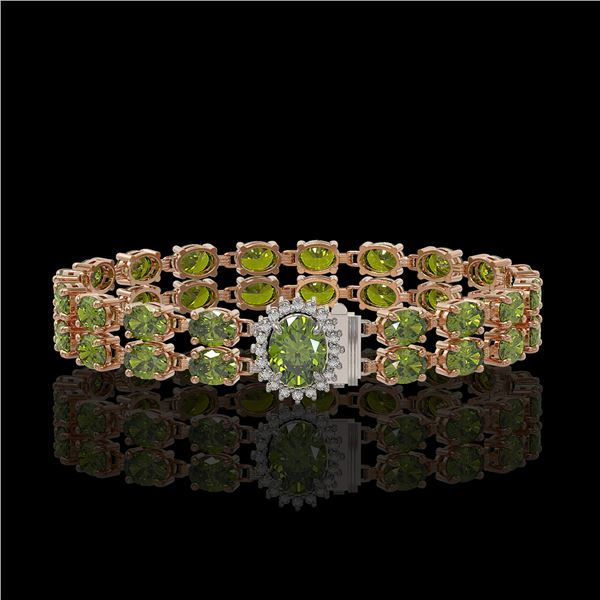 26.92 ctw Tourmaline & Diamond Bracelet 14K Rose Gold - REF-336G4W