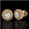 Image 2 : 1.32 ctw VS/SI Diamond Solitaire Art Deco Stud Earrings 18k Yellow Gold - REF-245M5G