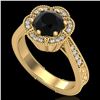 Image 1 : 1.33 ctw Fancy Black Diamond Engagment Art Deco Ring 18k Yellow Gold - REF-89W3H
