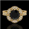 Image 2 : 1.33 ctw Fancy Black Diamond Engagment Art Deco Ring 18k Yellow Gold - REF-89W3H
