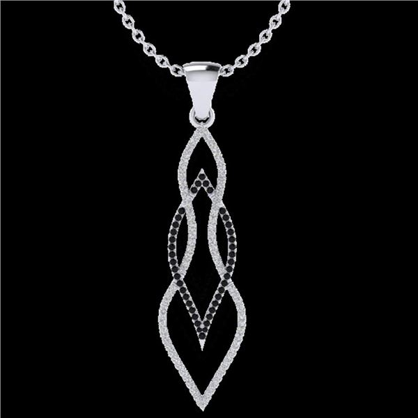 0.80 ctw Micro Pave Black & VS/SI Diamond Necklace 14k White Gold - REF-78X2A