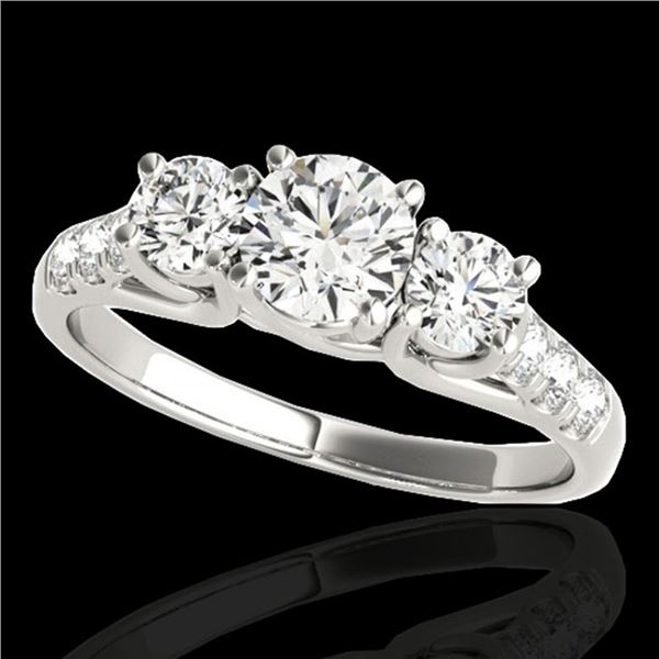3.25 ctw Certified Diamond 3 Stone Ring 10k White Gold - REF-357H3R