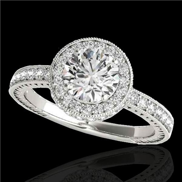 1.51 ctw Certified Diamond Solitaire Halo Ring 10k White Gold - REF-197H8R
