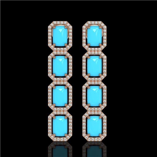 11.13 ctw Turquoise & Diamond Micro Pave Halo Earrings 10k White Gold - REF-145Y6X