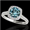 Image 1 : 1.4 ctw SI Certified Fancy Blue Diamond Solitaire Halo Ring 10k White Gold - REF-132K3Y