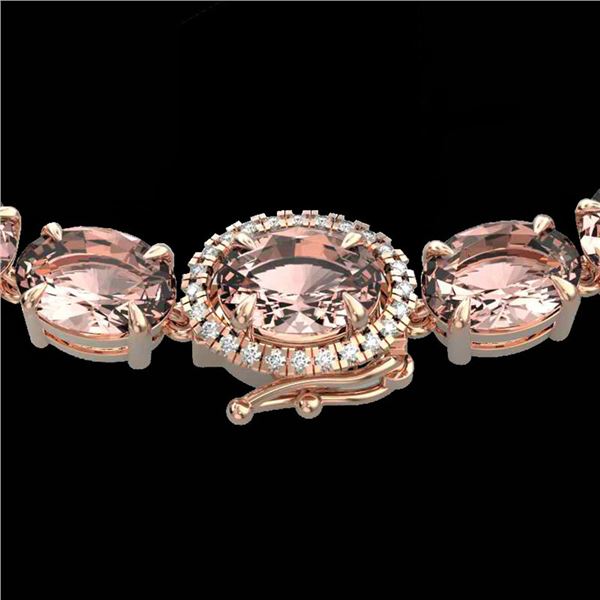 64 ctw Morganite & VS/SI Diamond Micro Necklace 14k Rose Gold - REF-637N3F