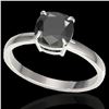 Image 2 : 3 ctw Cushion Cut Black Diamond Solitaire Ring 18k White Gold - REF-107F3M