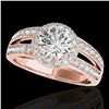 Image 1 : 1.6 ctw Certified Diamond Solitaire Halo Ring 10k Rose Gold - REF-214H3R
