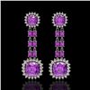 Image 1 : 18.96 ctw Amethyst & Diamond Earrings 14K White Gold - REF-222W2H
