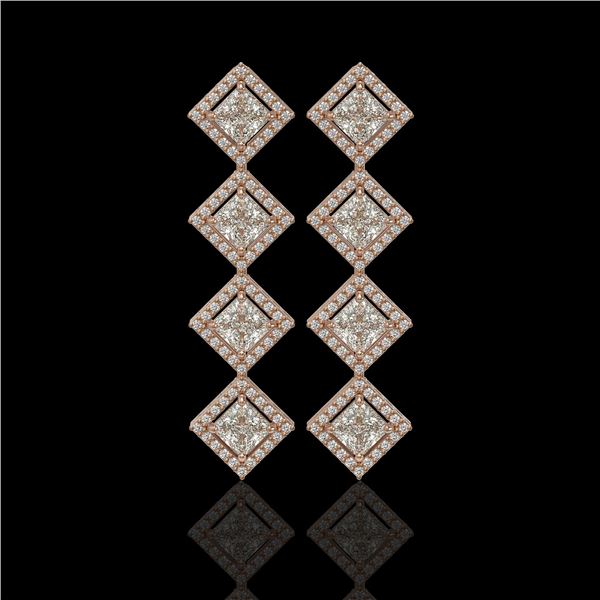 5.31 ctw Princess Cut Diamond Micro Pave Earrings 18K Rose Gold - REF-733N8F